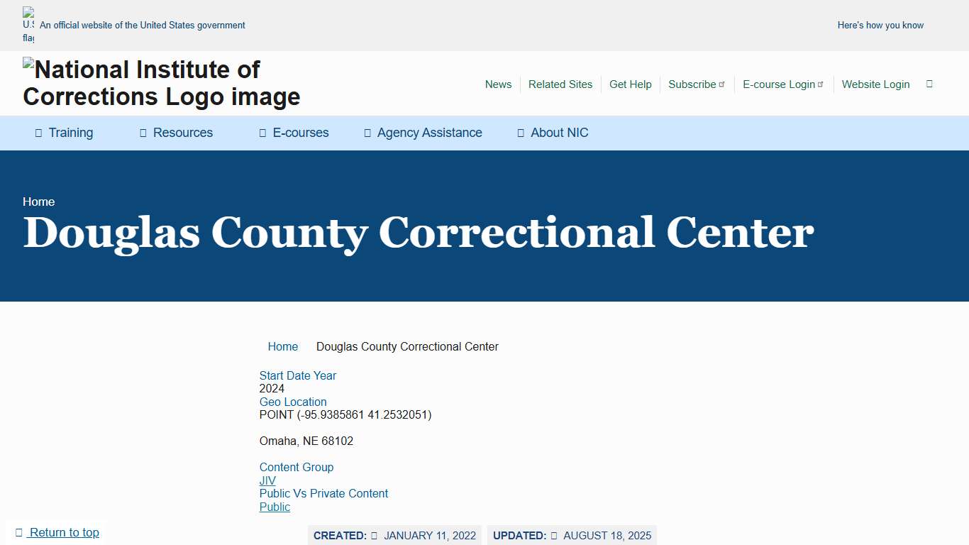 Douglas County Correctional Center | National Institute of Corrections
